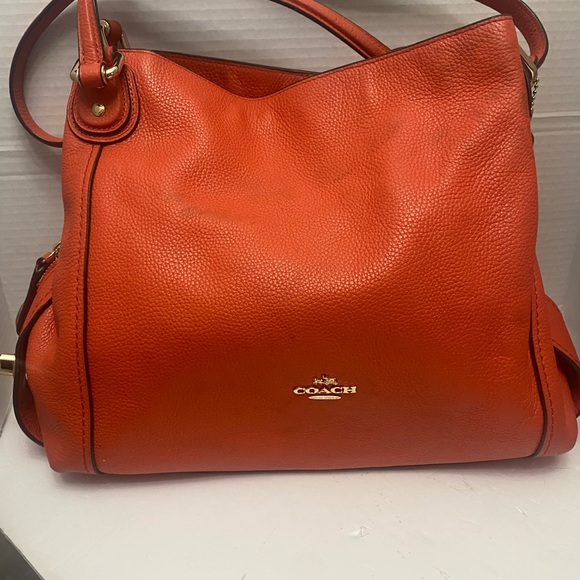 Coach Handbags - Coach Edie 31 Pebbled Leather Shoulder Tote in Bright Orange  Hang Tag & Dustbag